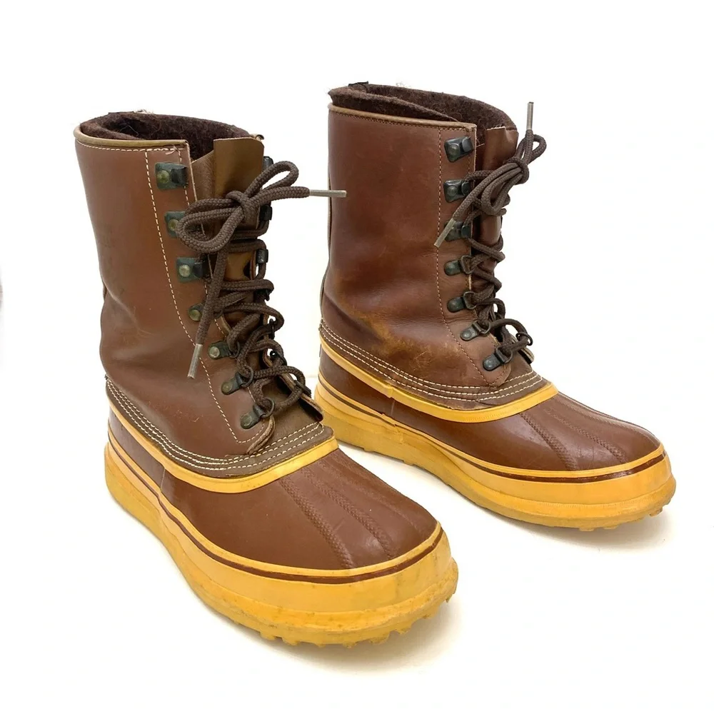 Sorel Men's Kaufman Arctic Wool Lined Brown Leather Winter Boots (Boots Only)